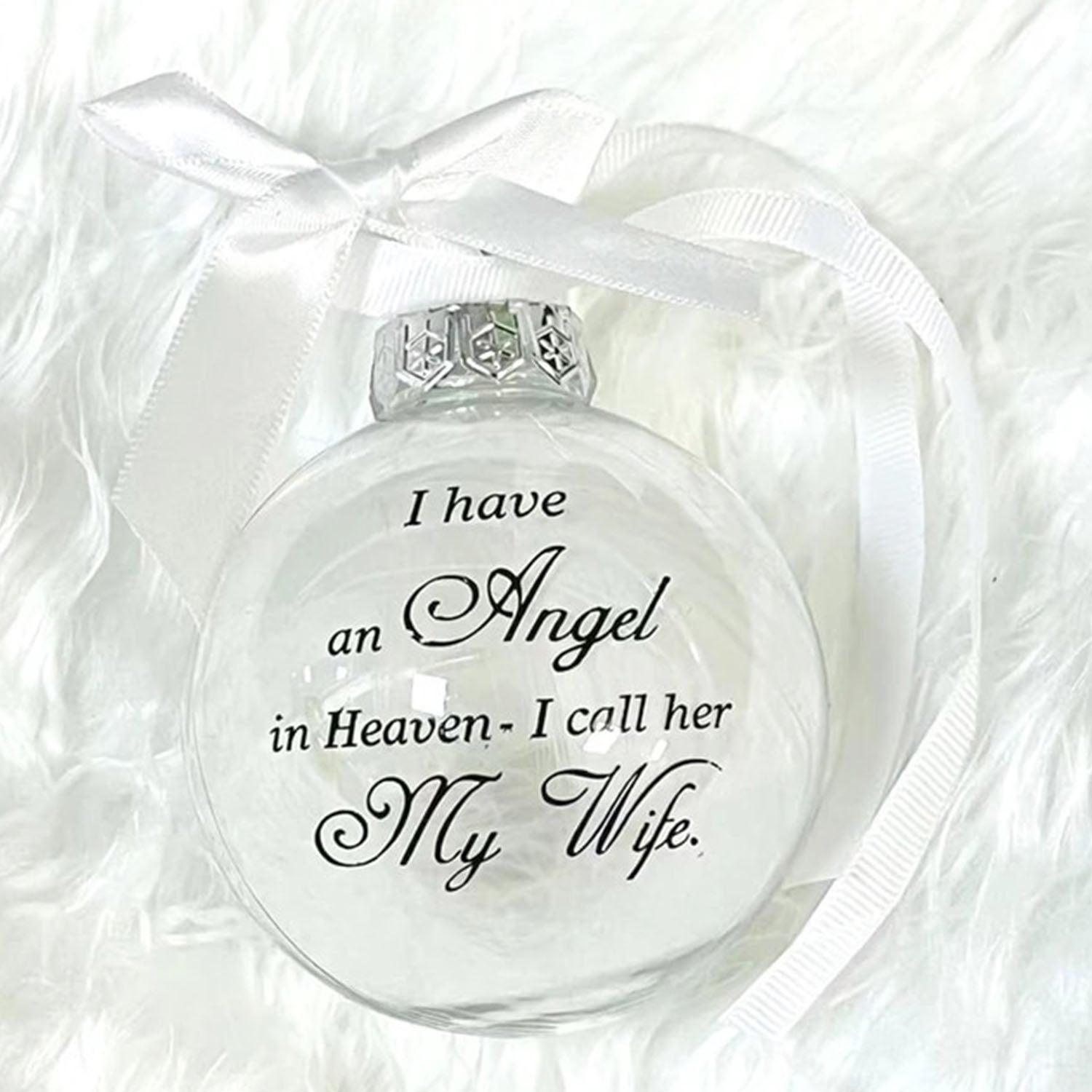 In Heaven Relatives Ornament - Feather Plastic Ball - Christmas Decor