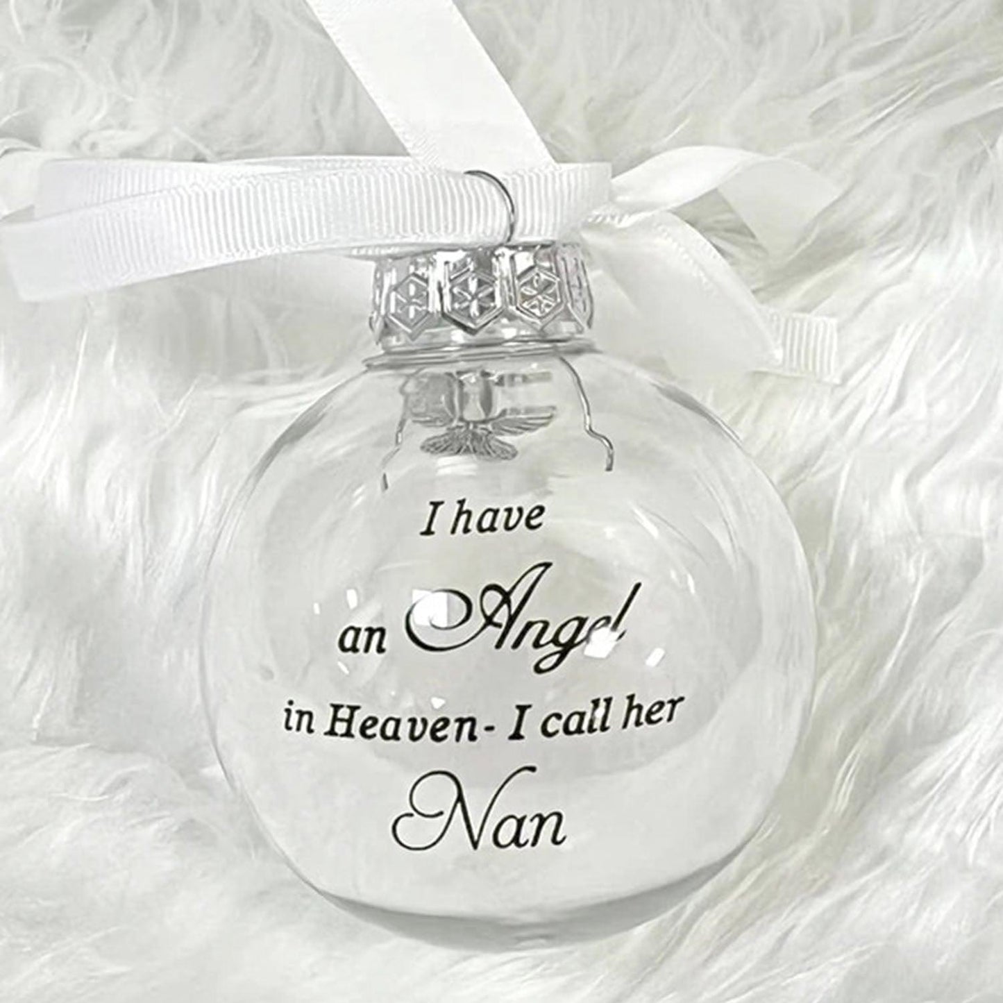 In Heaven Relatives Ornament - Feather Plastic Ball - Christmas Decor