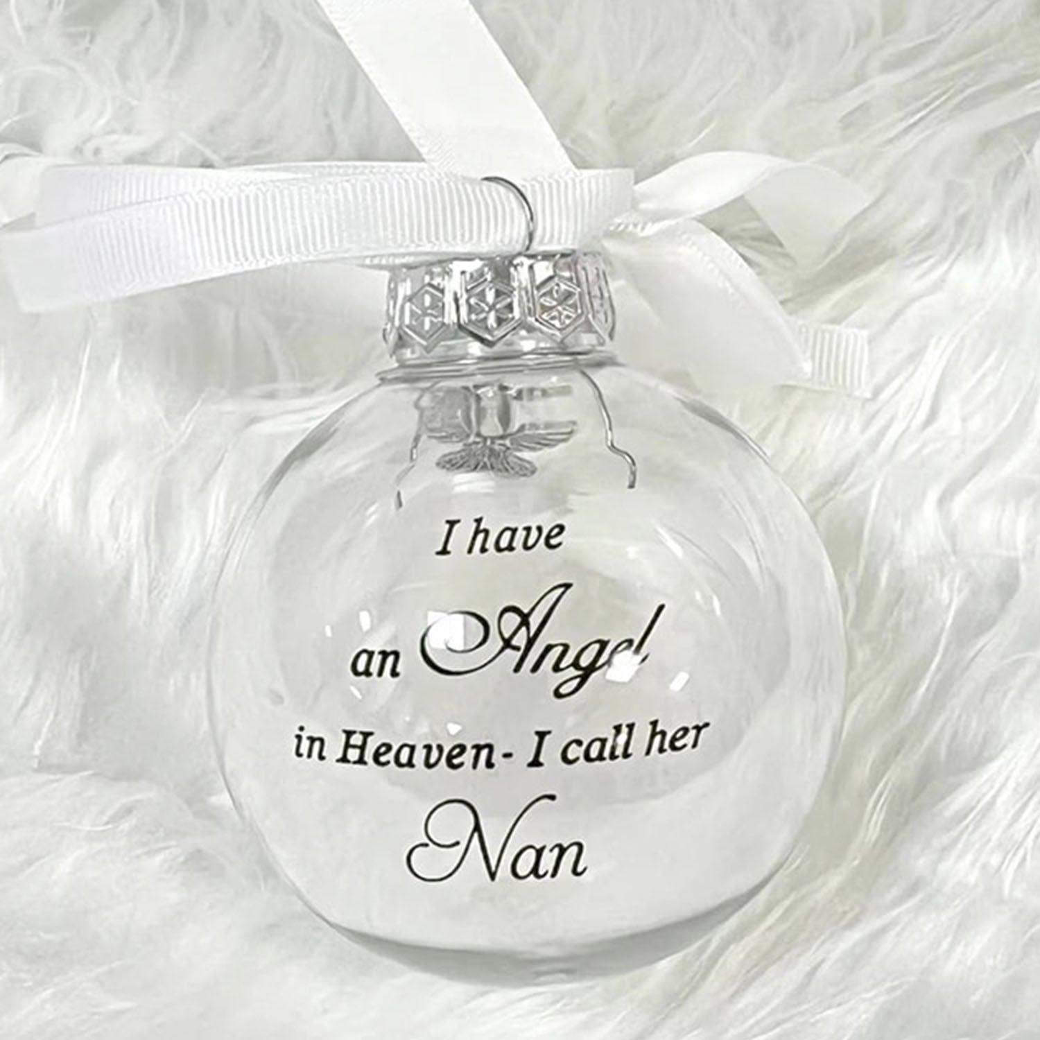 In Heaven Relatives Ornament - Feather Plastic Ball - Christmas Decor