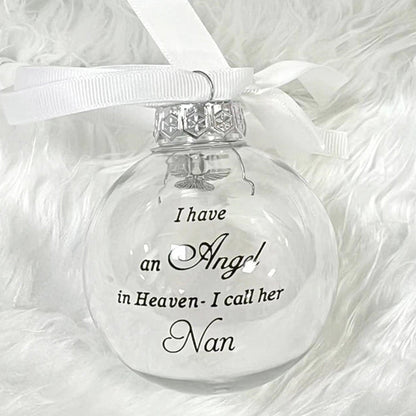 In Heaven Relatives Ornament - Feather Plastic Ball - Christmas Decor