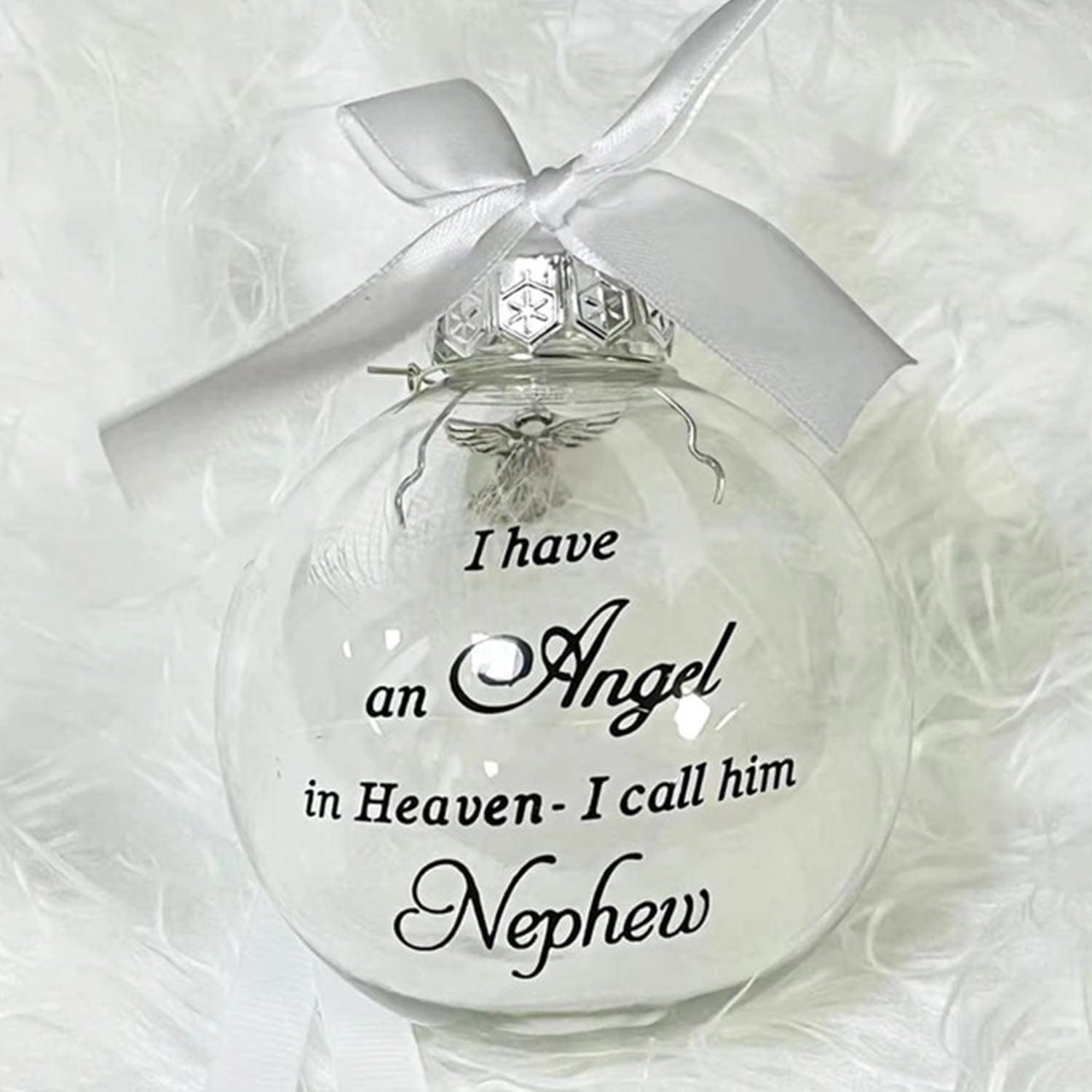 In Heaven Relatives Ornament - Feather Plastic Ball - Christmas Decor