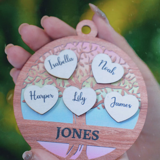 Tree of Life Custom Family Name - 2-Layer Wood Ornament