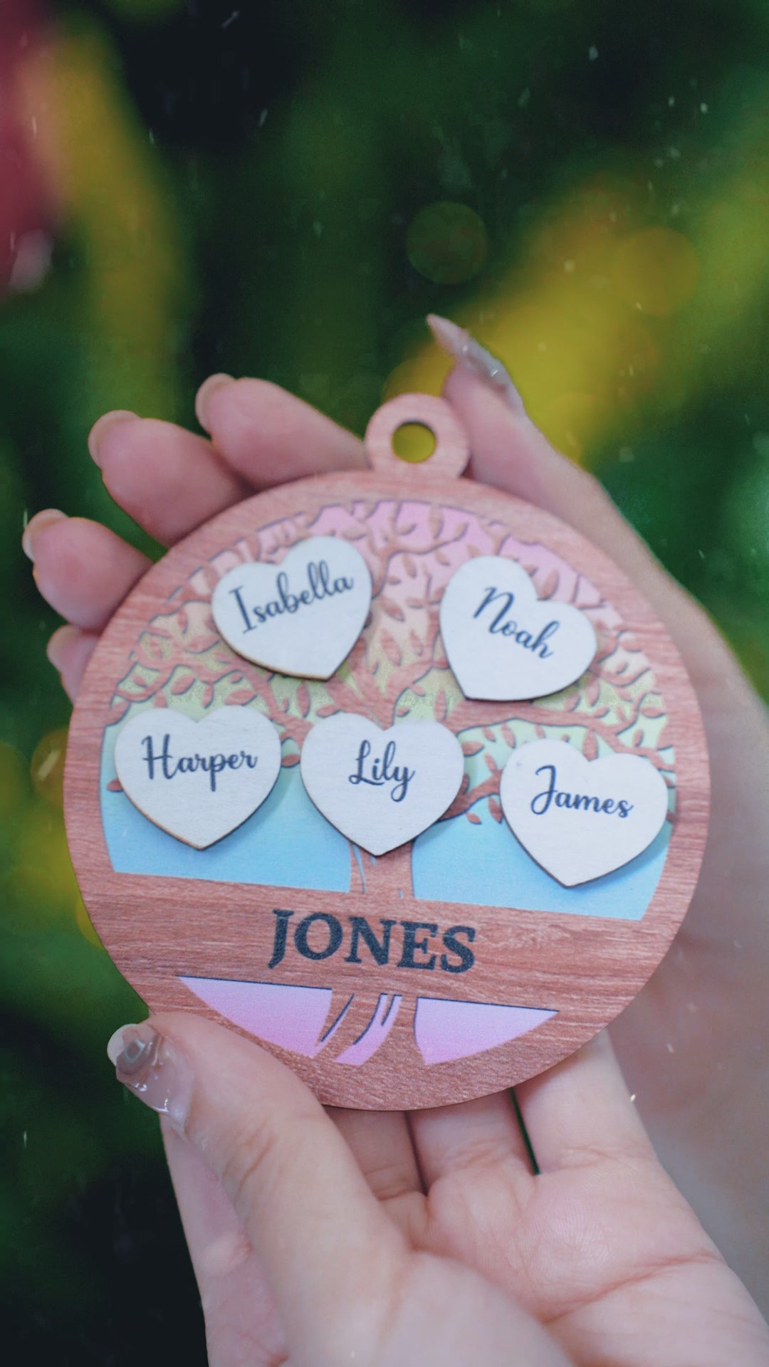 Tree of Life Custom Family Name - 2-Layer Wood Ornament