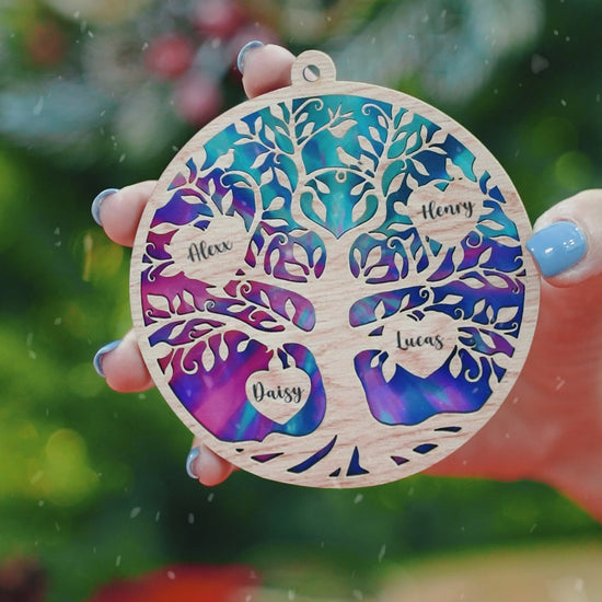 Family Life Tree Suncatcher Ornament - Personalized Gift