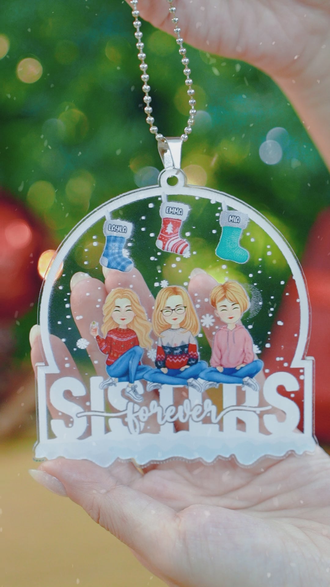 Family Stocking Snowball Together - Personalized Acrylic Ornament