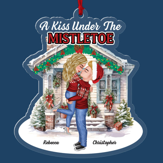 Christmas Kiss Under Mistletoe - Personalized Acrylic Ornament