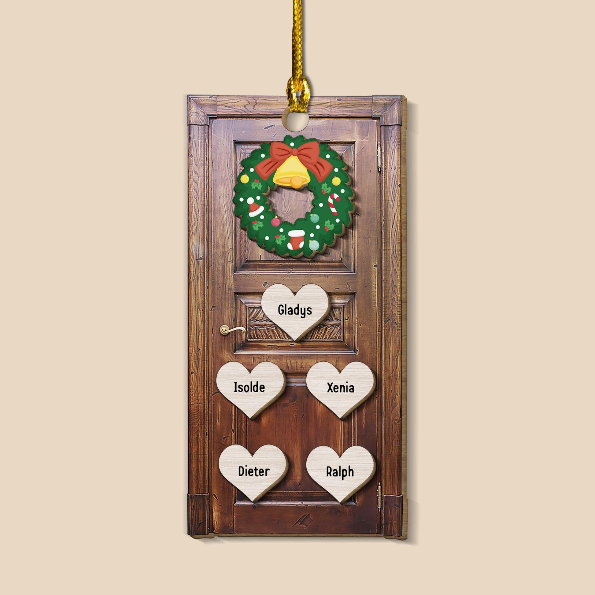 Christmas Wreath Ornament - Custom Shape Wood Ornament Door Decor