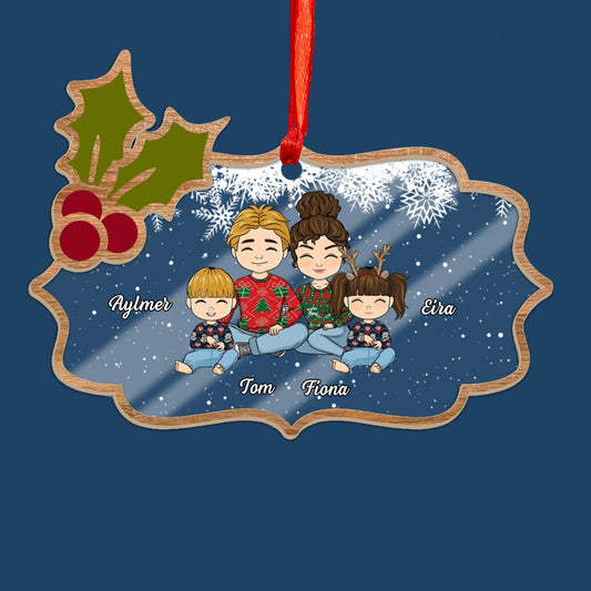 Family Together Wreath Ornament - Custom Shape Wood and Acrylic Ornament