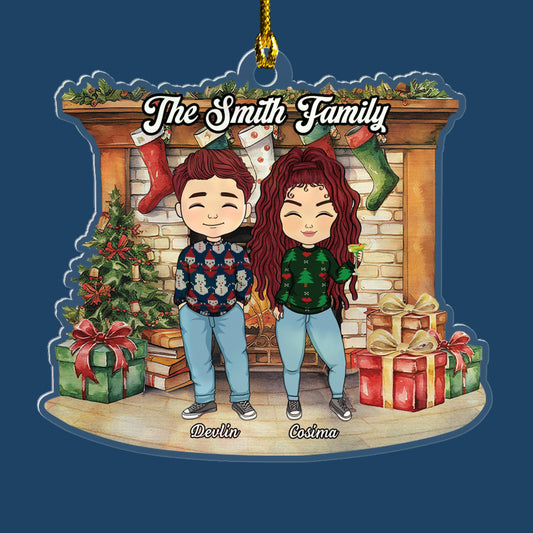 Family Fireplace Ornament - Personalized Acrylic Gift