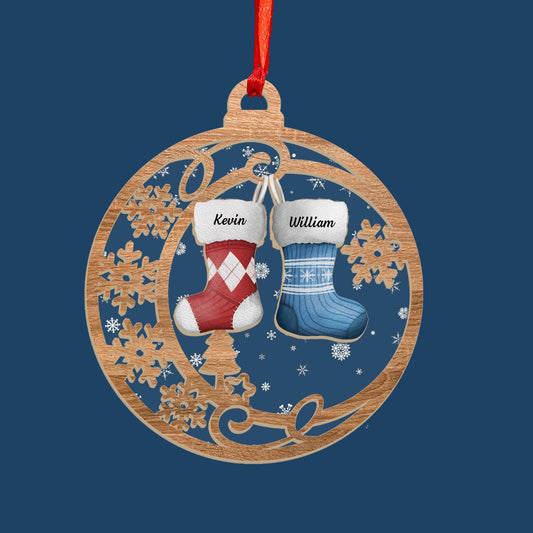 Stocking Holiday Ornament - Custom Shape Wood and Acrylic Ornament