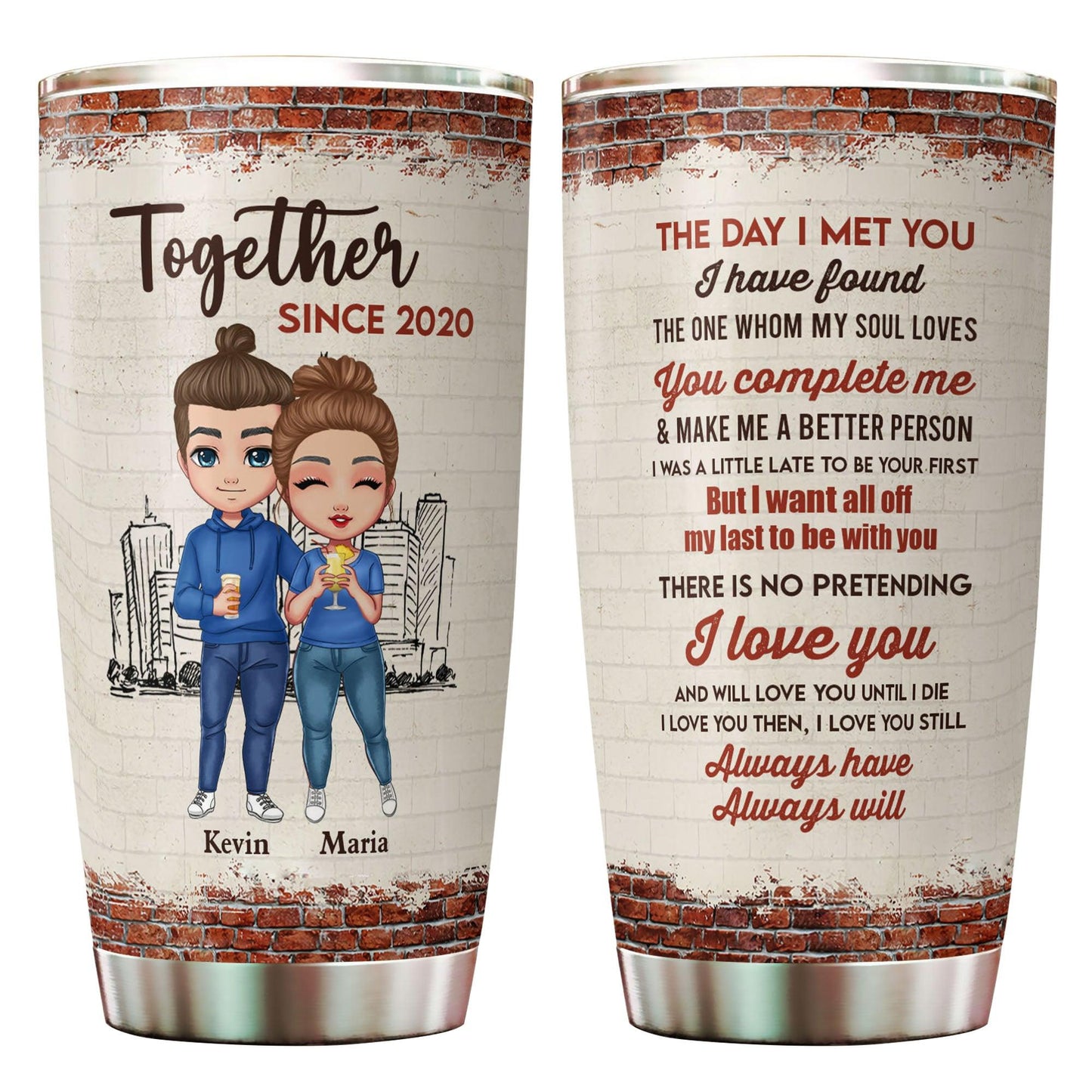 The Day I Met You - Couple Gift - Personalized Custom Tumbler