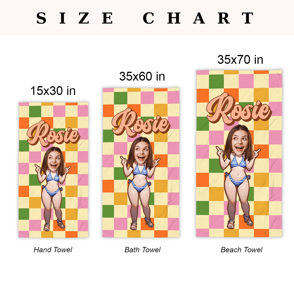 Personalized Retro Checkered Beach Towel - Custom Name Towel