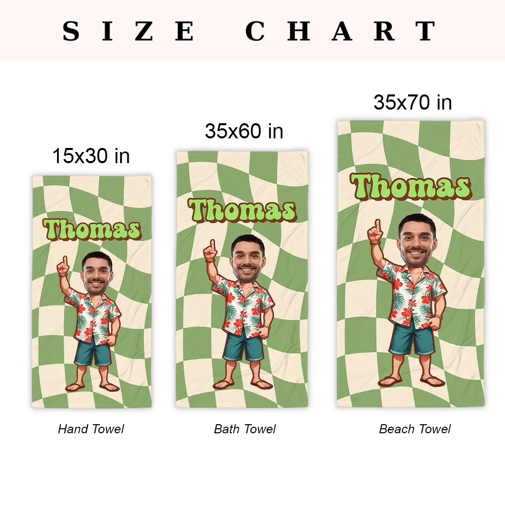 Personalized Retro Checkered Beach Towel - Custom Name Towel