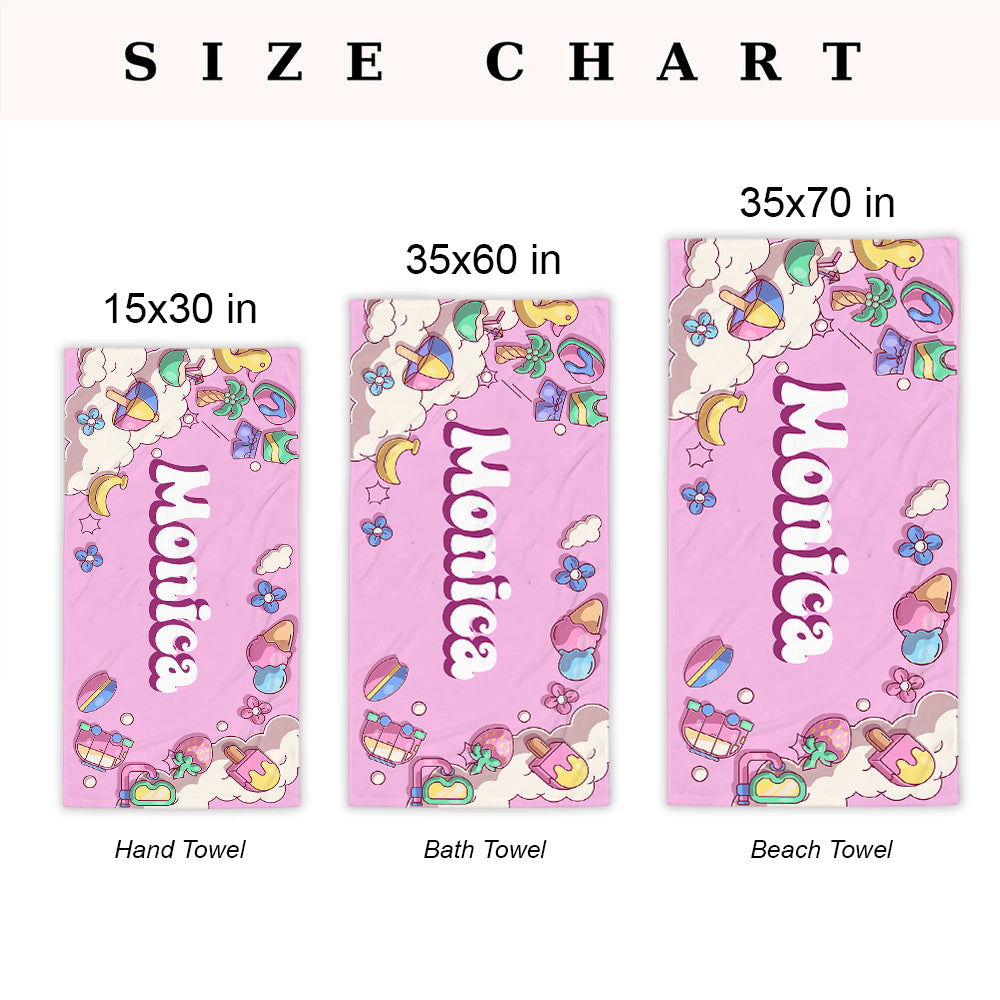 Personalized Beach Towel Name - Custom Name Summer Pool Towel