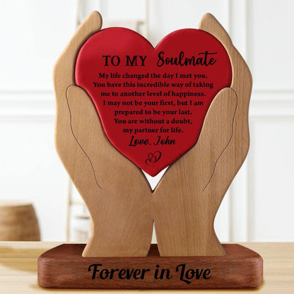 To My Soulmate Wooden Couple - Puzzle Wooden Family - Wooden Carvings
