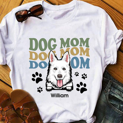 Personalized Dog Mom Gift Ideas - Custom Unisex T-Shirt Dog Mom Pattern