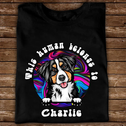Personalized Dog Lover T-Shirt - This Human Belongs To Dog Gift