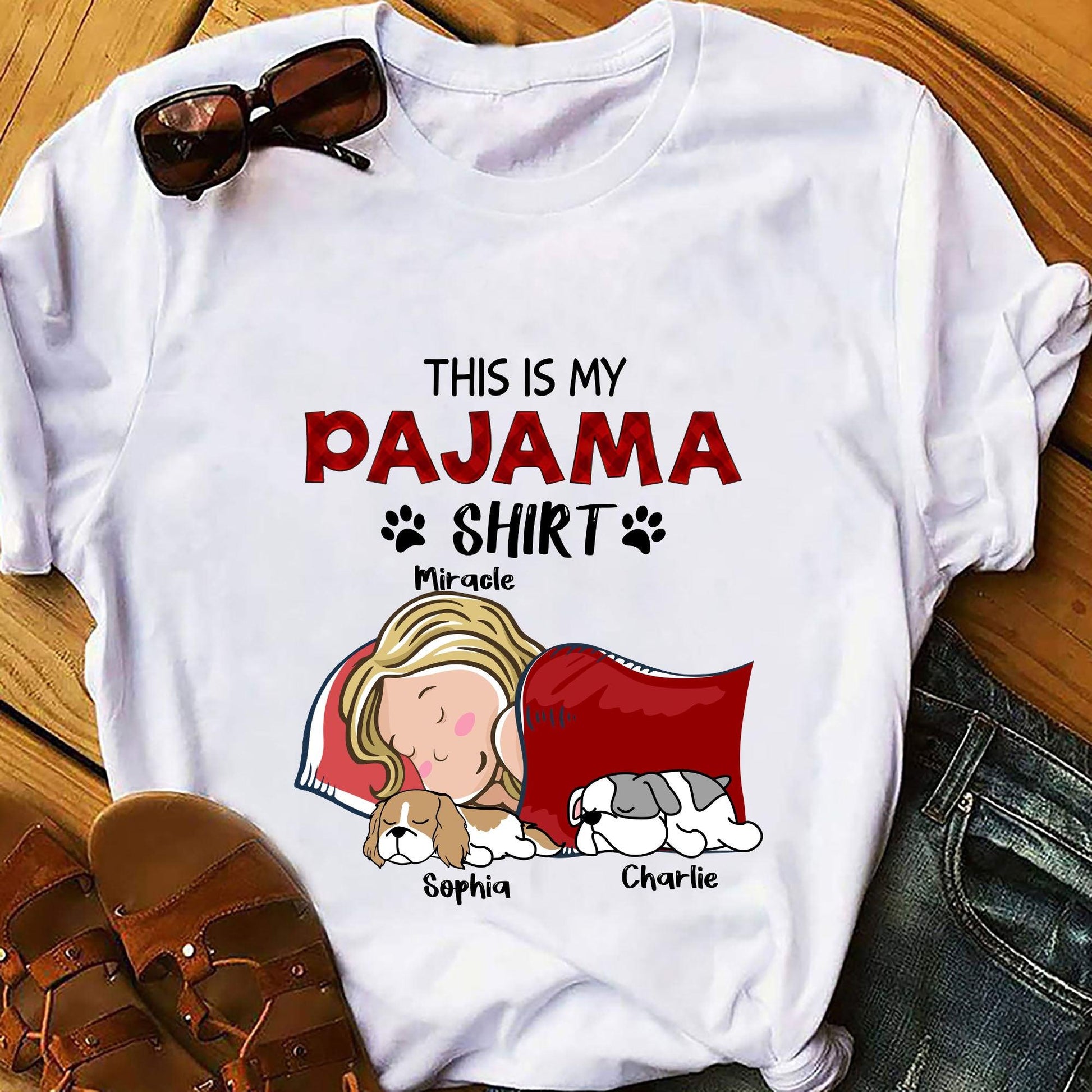 Personalized Dog Lover T-Shirt - This Is My Pajama Gift For Lovers